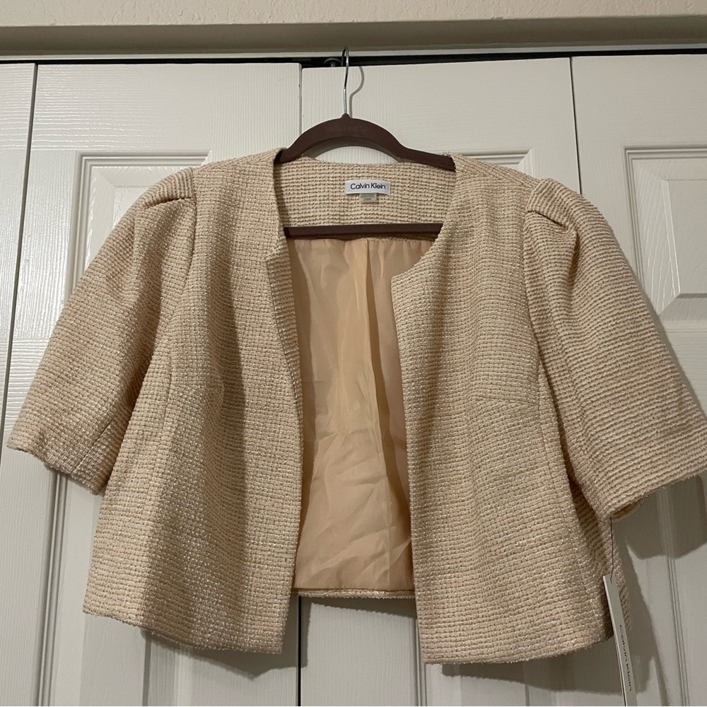 Calvin Klein Women's Textured Cream Blazer